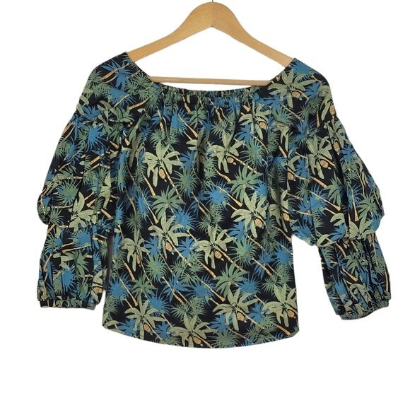 NEW Petersyn Lily Off The Should Long Sleeve Print Top, Medium, New With Tags - Picture 2 of 13